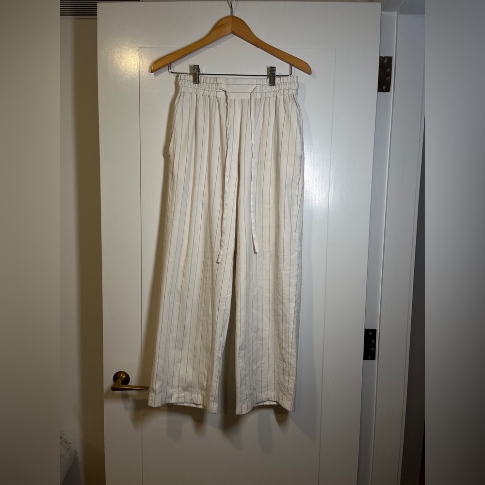 Barneys New York Cream Wide-Leg Trousers